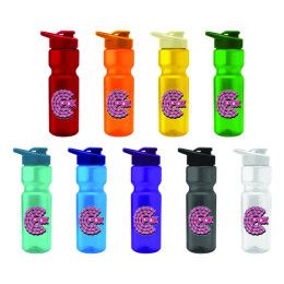 Custom Blazer 28 oz Transparent Bike Bottle w/Drink-thru Lid - All color