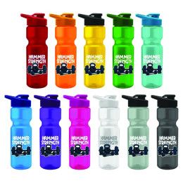 Custom Tandem 28 oz Recycled Transparent Bike Bottle w/Drink-thru Lid - All color