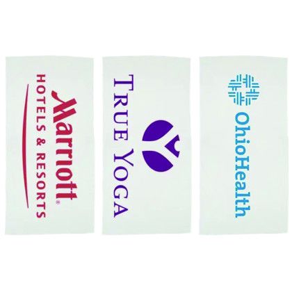 Custom Basic Weight White Beach Towel - White