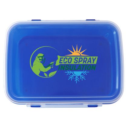 Custom Full Color Clip Top Lunch Container - Blue 