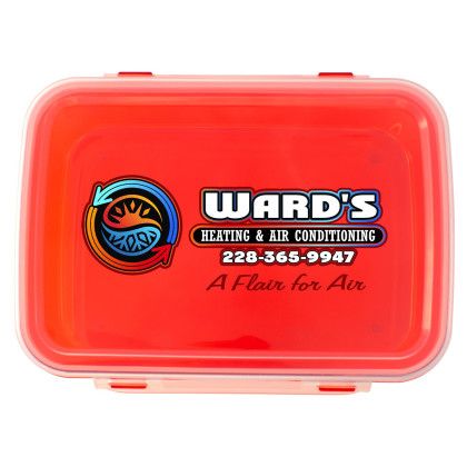 Custom Full Color Clip Top Lunch Container - Red
