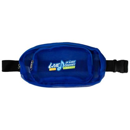 Custom Recycled Multi-Pocket Mesh Fanny Pack - Blue 
