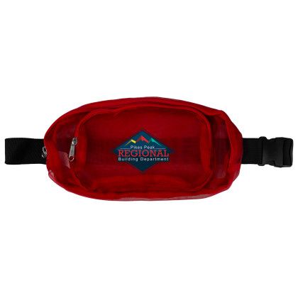 Custom Recycled Multi-Pocket Mesh Fanny Pack - Red