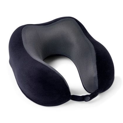 Custom Easy Go Foam Travel Pillow - Black Front View