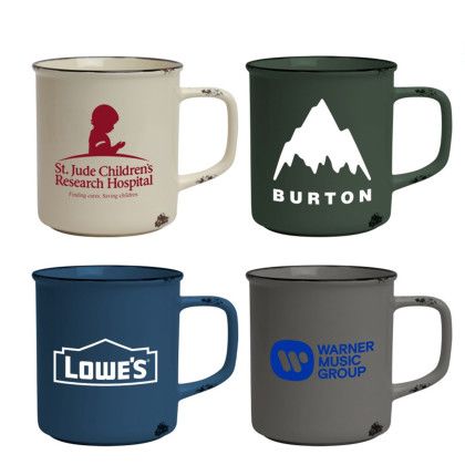 Custom Distressed Stoneware 17oz Camp Mug - All Colors Custom Distressed Stoneware 17oz Camp Mug - All Colors