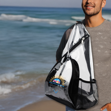 Custom Clear Sling Tote Bag - Black Lifestyle View 