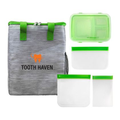 Custom Lunch, Sandwich and Snack Tote Set - Green 