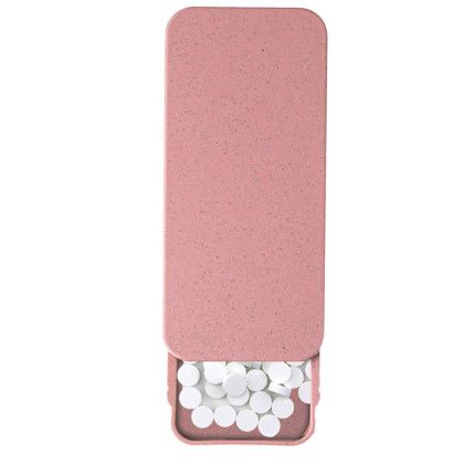 Custom Wheat Straw Box With Mints - Pink - Front view