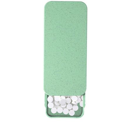 Custom Wheat Straw Box With Mints - Green - Front view