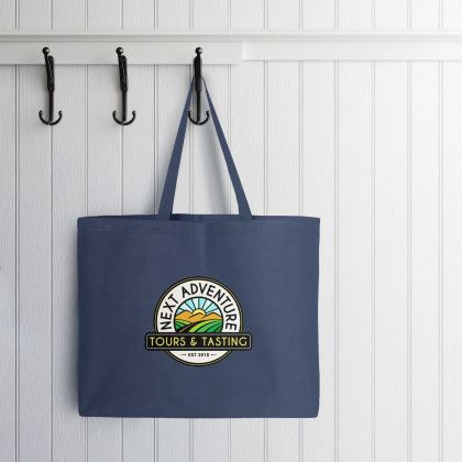 Custom Q-Tees 25L Jumbo Tote - Navy Lifestyle View Custom Q-Tees 25L Jumbo Tote - Navy Lifestyle View