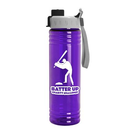 Custom Slim Fit Bottle with Quick-Snap Lid - 24 oz. - Screen Print - Translucent Violet 