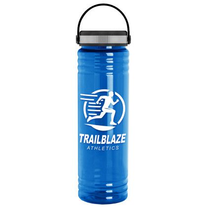 Custom Slim Fit Bottle with Grip Lid - 24 oz. - Screen Print - Translucent Blue 