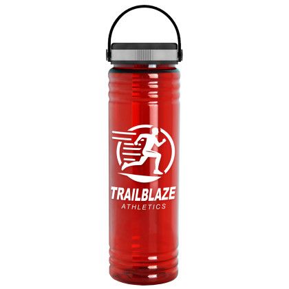 Custom Slim Fit Bottle with Grip Lid - 24 oz. - Screen Print - Translucent Red