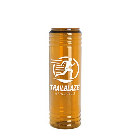 Custom Slim Fit Bottle with Grip Lid - 24 oz. - Screen Print - Translucent Orange 