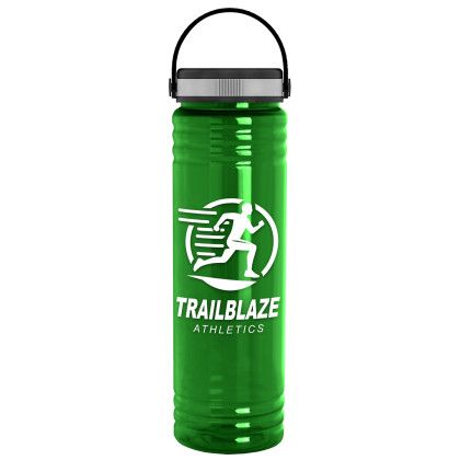 Custom Slim Fit Bottle with Grip Lid - 24 oz. - Screen Print - Translucent Green