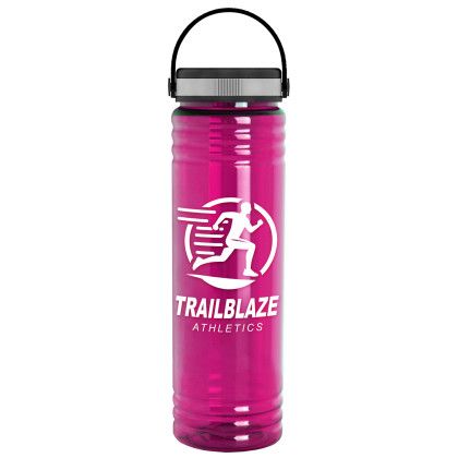 Custom Slim Fit Bottle with Grip Lid - 24 oz. - Screen Print - Translucent Fuchsia 