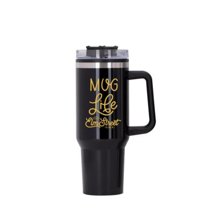Custom Behemoth 40 oz. Hugo Plastic Interior Stainless Steel Travel Mug - Black Custom Behemoth 40 oz. Hugo Plastic Interior Stainless Steel Travel Mug - Black