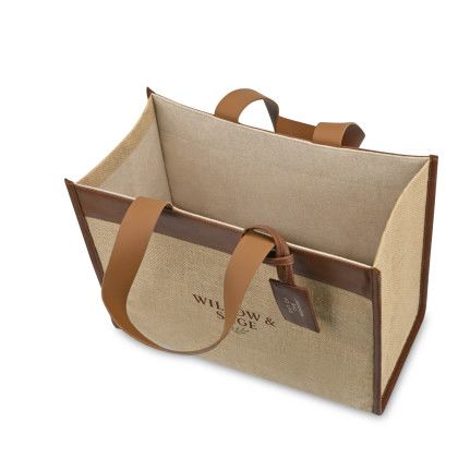 Custom Out of The Woods Jute Trim Box Tote - Natural Open View Custom Out of The Woods Jute Trim Box Tote - Natural Open View
