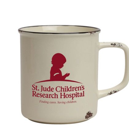 Custom Distressed Stoneware 17oz Camp Mug - Cream Custom Distressed Stoneware 17oz Camp Mug - Cream