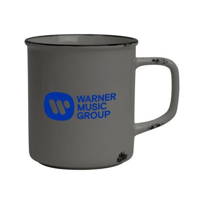 Custom Distressed Stoneware 17oz Camp Mug - Grey Custom Distressed Stoneware 17oz Camp Mug - Grey