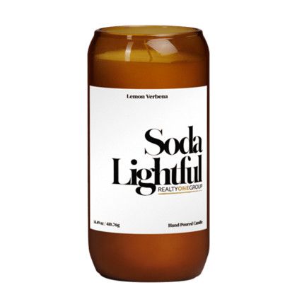 Custom Flicker 16 oz Soda Shape Candle- Amber Custom Flicker 16 oz Soda Shape Candle- Amber