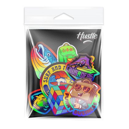 Custom 7 Pack Holographic Stickers - White