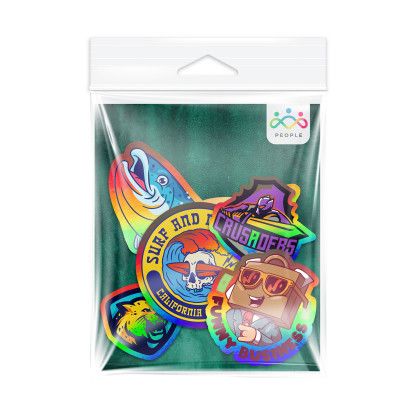 Custom 5 Pack Holographic Stickers - White