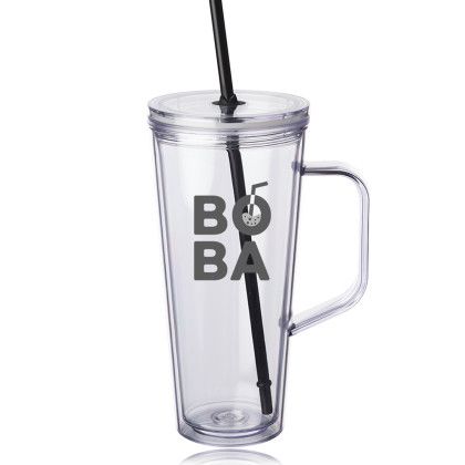 Custom 24 oz. Tilden Plastic Tumbler with Handle - Black