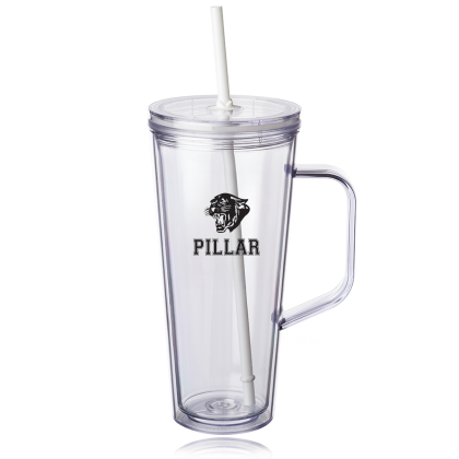 Custom 24 oz. Tilden Plastic Tumbler with Handle - White 
