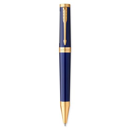Custom Parker Ingenuity Ballpoint - Blue/Gold Front View 