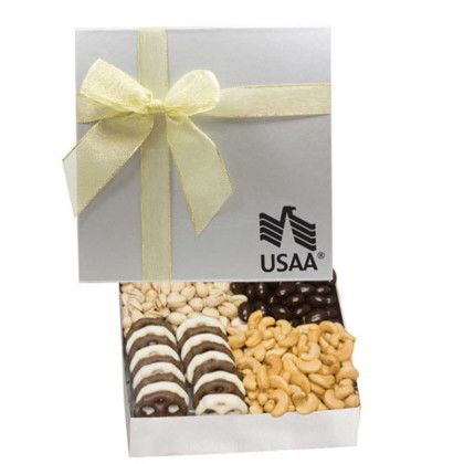 Custom The Chairman Gift Box - Mixed Nuts - Silver Custom The Chairman Gift Box - Mixed Nuts - Silver