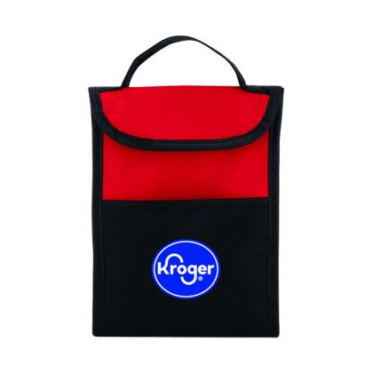 Custom Back Bay Recycled Non Woven Lunch Cooler - Red with Black