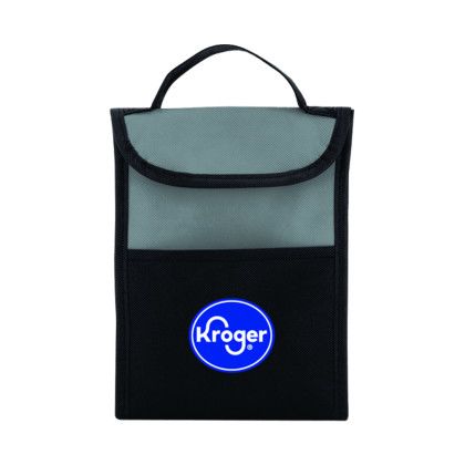 Custom Back Bay Recycled Non Woven Lunch Cooler - Cool Gray with Black