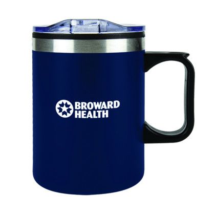 Custom Eden 14 oz. Travel Mug with Handle & Lock Lid - Navy Blue