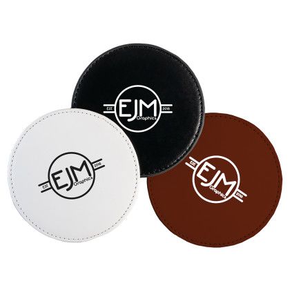 Custom Faux Leather Brown Round Coaster Custom Faux Leather Brown Round Coaster