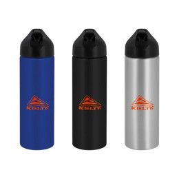 Custom EasyFlow Recycled Aluminum Bottle w Straw Lid - All colors