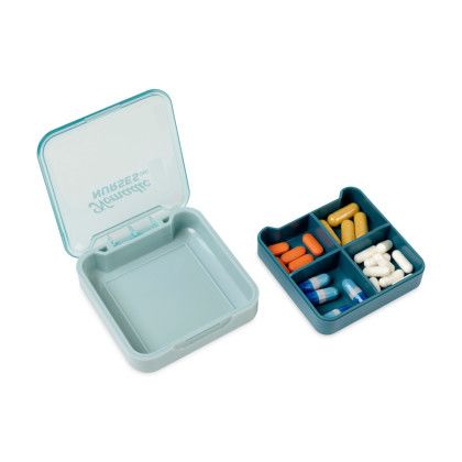 Custom Easy Go Supplement Pill Organizer - Teal In Use