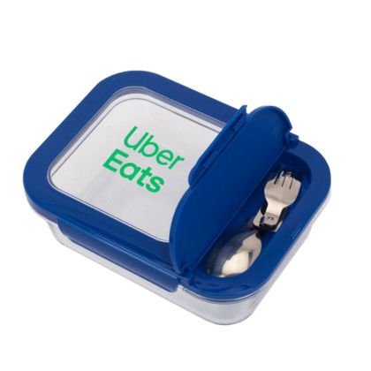 Custom Glass Bento Box - Blue Open view