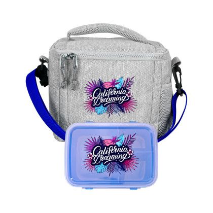 Custom Full Color Adventure Clip Top Lunch Bag Set - Blue 