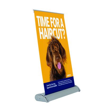 Custom Retractable Tabletop Banner - Side View Custom Retractable Tabletop Banner - Side View
