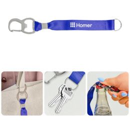 Custom Bottle Opener Keychain - Blue Custom Bottle Opener Keychain - Blue