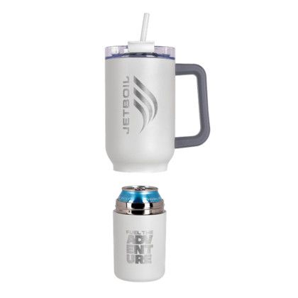 Custom Key West 22 oz SS Travel Mug w/Can Cooler - White Open View 