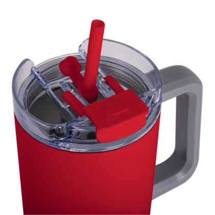 Custom Key West 22 oz SS Travel Mug w/Can Cooler - Red Open View 