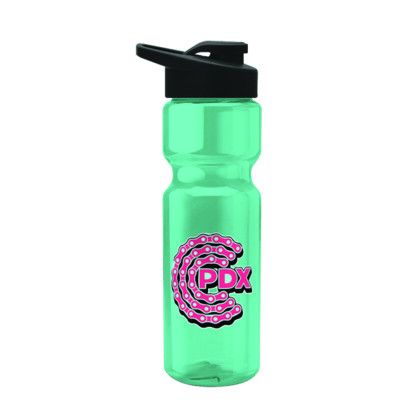 Custom Blazer 28 oz Transparent Bike Bottle w/Drink-thru Lid - Transparent Teal