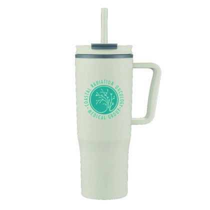 Custom Boulder 30 oz Straw Travel Mug - Cream 