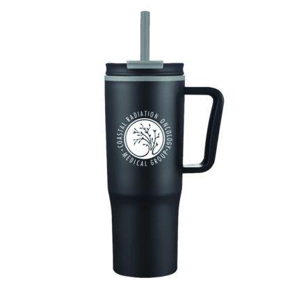 Custom Boulder 30 oz Straw Travel Mug - Black 