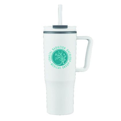 Custom Boulder 30 oz Straw Travel Mug - White 