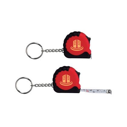 Custom 3 1/4 Ft. Mini Grip Tape Measure Key Chain - Red