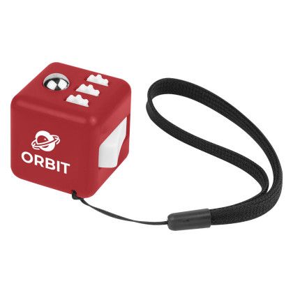 Customizable Fidget Fun Cube Stress Toy with Logo - Red with white Customizable Fidget Fun Cube Stress Toy with Logo - Red with white