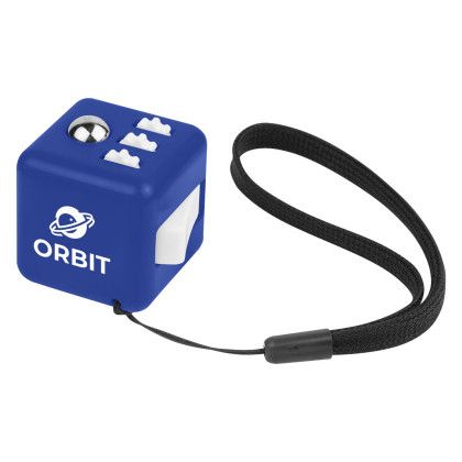 Customizable Fidget Fun Cube Stress Toy with Logo - Blue with white Customizable Fidget Fun Cube Stress Toy with Logo - Blue with white